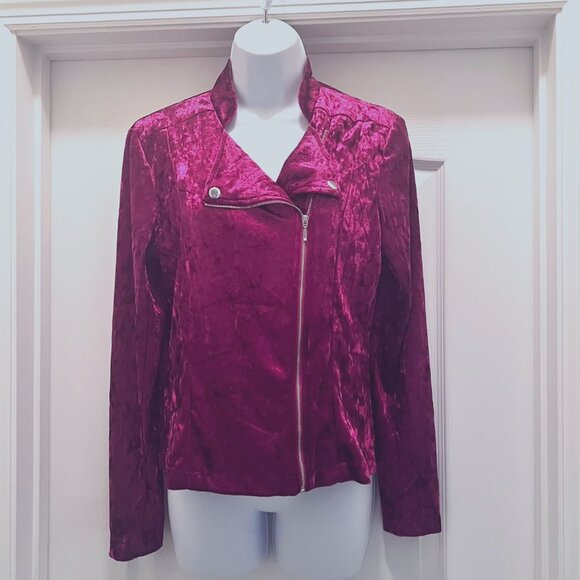 Soho Apparel LTD.-Women's Size Small-Zip Up Front Long Sleeve top/Jacket-Velvet - Picture 2 of 10